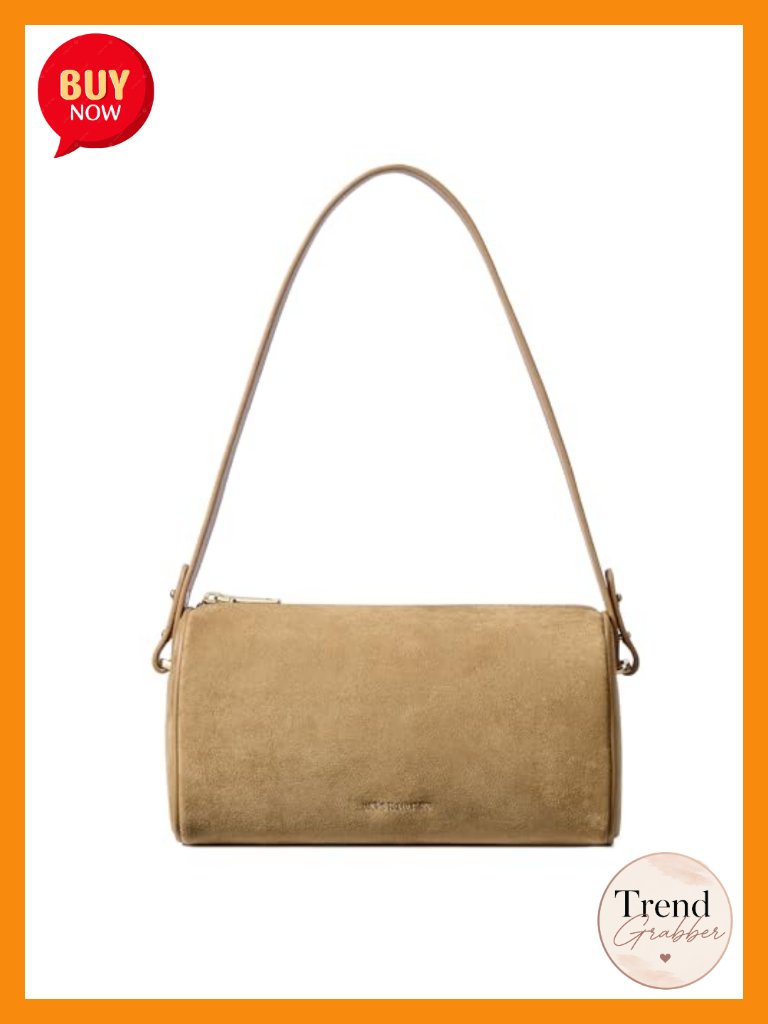 Shoulder Crossbody Bag Suede Leather 2 Straps Vintage Barrel Hobo Purse
